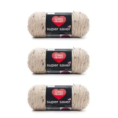 Red Heart Super Saver Buff Fleck Yarn - 3 Pack of 141g/5oz - Acrylic - 4 Medium (Worsted) - 364 Yards - Knitting/Crochet