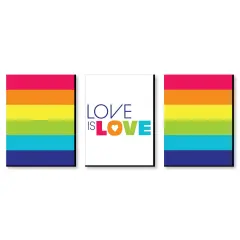 Big Dot of Happiness Love is Love - Pride - Wall Art and Rainbow Room Decor - 7.5 x 10 inches - Set of 3 Prints