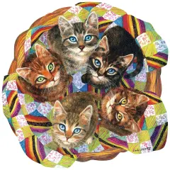 Sunsout Kitten Basket 750 pc Special Shape Jigsaw Puzzle 95023