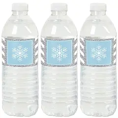 Big Dot of Happiness Winter Wonderland - Snowflake Holiday Party and Winter Wedding Water Bottle Sticker Labels - Set of 20