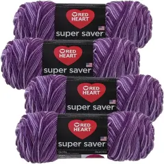 (Pack of 4) Red Heart Super Saver Yarn-Purple Tone
