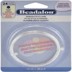 Beadalon German Style Wire-Silver Round - 24 Gauge, 37.4'