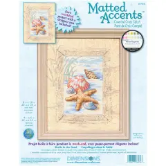 Dimensions Matted Accents Counted Cross Stitch Kit 8"X10"-Shells In The Sand