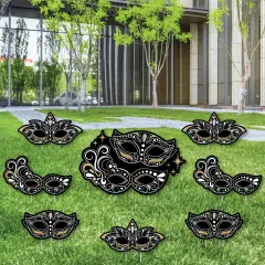 Big Dot of Happiness Masquerade - Yard Sign and Outdoor Lawn Decorations - Carnival Mask Party Yard Signs - Set of 8
