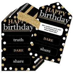 Big Dot of Happiness Adult Happy Birthday - Gold - Birthday Party Game Pickle Cards - Truth, Dare, Share Pull Tabs - Set of 12