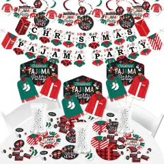 Big Dot of Happiness Christmas Pajamas - Holiday Plaid PJ Party Supplies - Banner Decoration Kit - Fundle Bundle