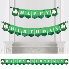 Big Dot of Happiness Irish Birthday - Shamrock Birthday Party Bunting Banner - Birthday Party Decorations - Happy Birthday