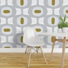 Peel & Stick Wallpaper 2FT Wide Mid Mod Orbs Retro Modern 70S 60S Midcentury Custom Removable Wallpaper by Spoonflower