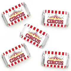 Big Dot of Happiness Carnival - Step Right Up Circus - Mini Candy Bar Wrapper Stickers - Carnival Themed Party Small Favors - 40 Count
