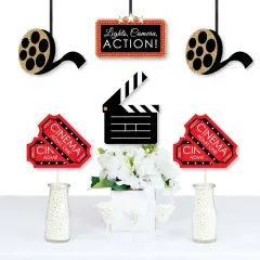 Big Dot of Happiness Red Carpet - Clapboard, Movie Tickets and Film Reel Decorations DIY Movie Night Party Essentials - Set of 20