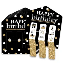 Big Dot of Happiness Adult Happy Birthday - Gold - Birthday Party Game Pickle Cards - Pull Tabs 3-in-a-Row - Set of 12