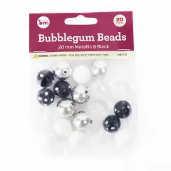 CousinDIY Bubblegum Bead 20mm 20/Pkg-Metallic Black