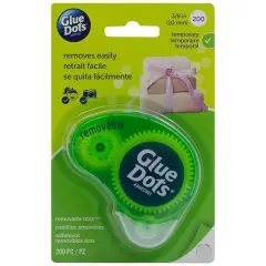 Glue Dots .375" Removable Dot Disposable Dispenser-200 Clear Dots