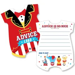 Big Dot of Happiness Carnival - Step Right Up Circus - Baby Bodysuit Wish Card Carnival Baby Shower Activities - Shaped Advice Cards Game - Set of 20