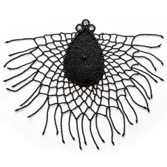 Spiderweb Beaded Applique Black/Silver