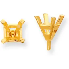 14K Gold 4 Prong Princess Peg Center Head Setting 4mm