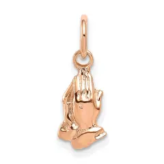 14K Rose Gold Praying Hands Charm Religious Jewelry 17mm x 6mm