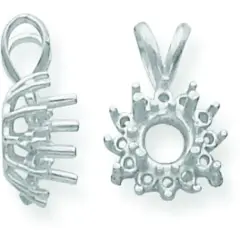 14K White Gold 0.36cttw Round Cluster Pendant Setting