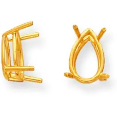 14K Gold 4 Prong Pear Wire Basket Setting 14x9mm