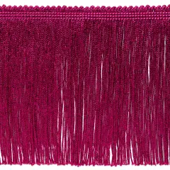 6" Metallic Chainette Fringe Trim Fuchsia