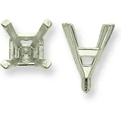 14K White Gold 4 Prong Princess Peg Center Head 5.2mm