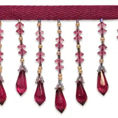 3" Diamond Cut Beaded Fringe Trim Purple