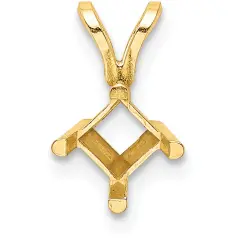 14K Gold 4 Prong Princess Pendant Setting 5.5mm