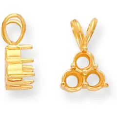 14K Gold 0.75ct Round 3 Stone Pendant Setting