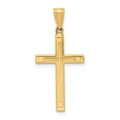 14K Yellow Gold Cross Pendant Charm Religious Jewerly 21mm x 15mm