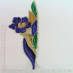 Flower with Leaf Sequin Applique/Patch Mardi Gras
