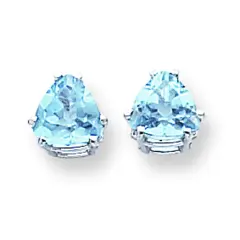 14K White Gold Trillion Blue Topaz Earrings Jewelry