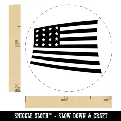 USA United States of America Flag Fun Self-Inking Rubber Stamp for Stamping Crafting Planners Black
