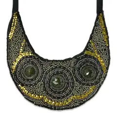 Beaded Embellished Lace Collar Applique 7 1/2 " x 7 1/2"