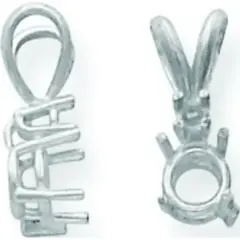 14K White Gold 4 Prong Round Pendant Setting 4.4mm