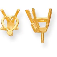14K Gold 5 Prong Heart Peg V-End Setting 8mm