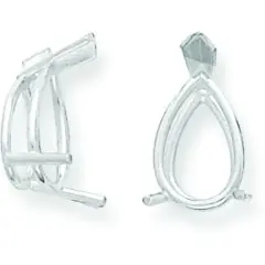 14K White Gold 3 Prong Pear V-End Setting 8x6mm