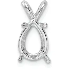 14K White Gold 4 Prong Pear Pendant Setting 3mm