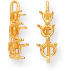 14K Gold 1.5ct Round 3 Stone Pendant Setting