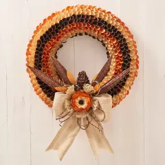 Handcrafted 21" Fall Harvest Wood Curl Wreath for Thanksgiving, Front Door, Mantel, Wall and More HOLIDAY TREE