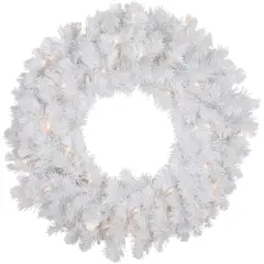 Northlight Pre-Lit Snow White Artificial Christmas Wreath - 24" - Clear Lights