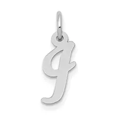 14K White Gold Small Script Initial Letter I Charm Jewerly 17mm x 8mm