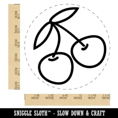 Pair of Cherries Outlined Self-Inking Rubber Stamp for Stamping Crafting Planners Red