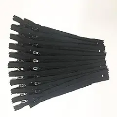 9 Inch Black YKK Zippers Number 3 Nylon Coil Set of 20 Pieces
