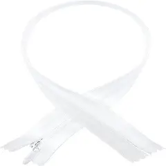 #5 Invisible Bridal Wear YKK (Conceal) White Extra Heavy Duty Zipper - Closed Bottom - Color White - Made in The United States (1 Zipper Per Pack) (24" Inches)
