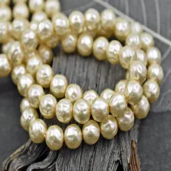Czech Glass Cream Pearl Baroque Round Beads -- Choose Your Size