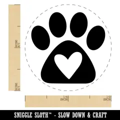 Paw Print with Heart Dog Self-Inking Rubber Stamp for Stamping Crafting Planners Blue