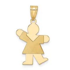 14K Yellow Gold The Kids Girl Charm Pendant Jewelry 25mm x 14mm
