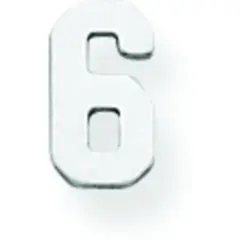14K White Gold Number 6 8mm