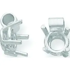 14K White Gold 1ct 4 Prong Round Tube Pendant Setting