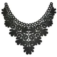 Edna Floral Embroidery Collar 12" X 10" Black